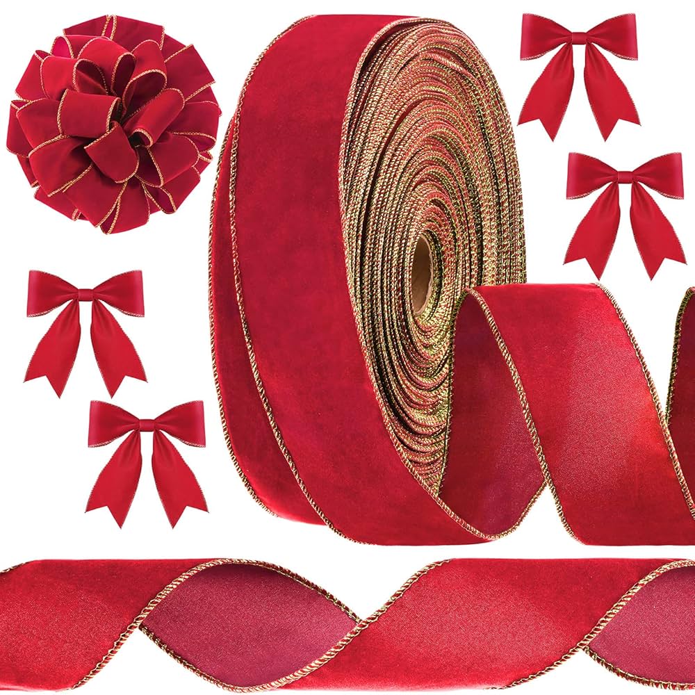 Amazon.com: Giegxin 2.5'' x 100 Yards Red Christmas Velvet